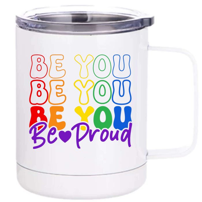 LGBT Retro Pride T Design Front & Back 12oz Stainless Steel Tumbler Cup