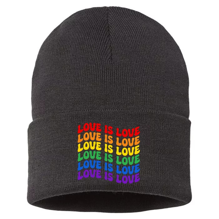 LGBT Retro Pride T Design Sustainable Knit Beanie