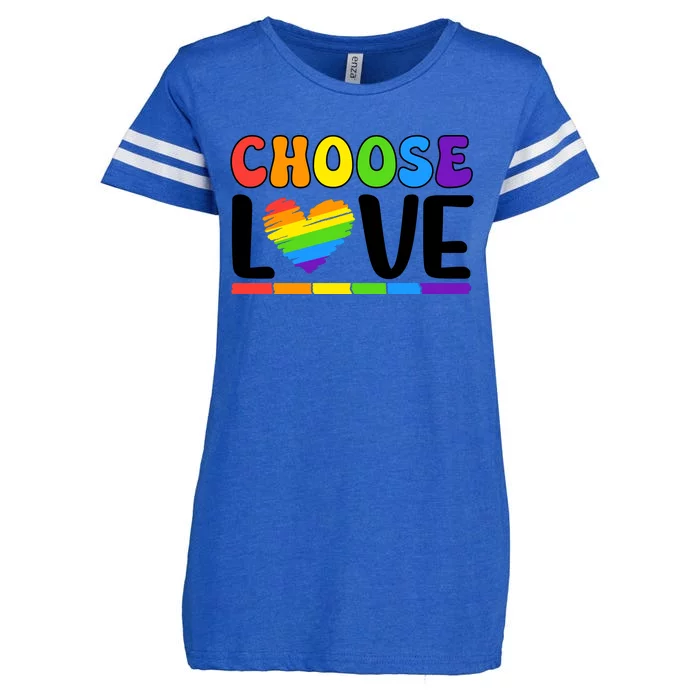 LGBT Retro Pride T Design Enza Ladies Jersey Football T-Shirt