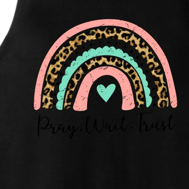 Leopard Rainbow Pray Wait Trust Bible Christian Motivational Gift Ladies Tri-Blend Wicking Tank