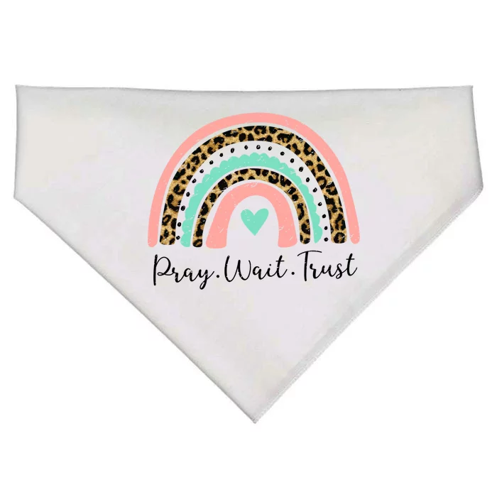 Leopard Rainbow Pray Wait Trust Bible Christian Motivational Gift USA-Made Doggie Bandana