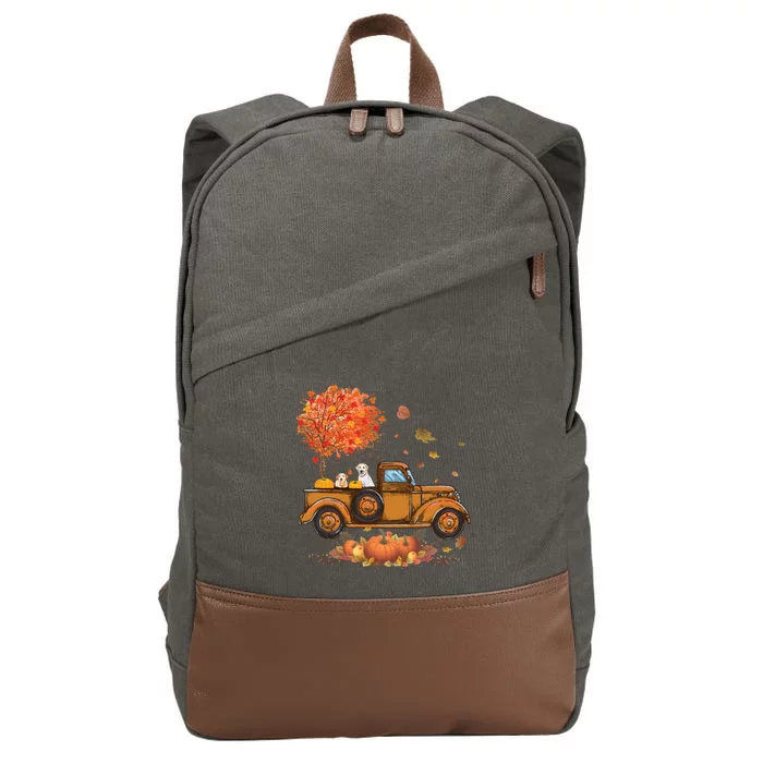 Labrador Retriever Pumpkins Truck Autumn Leaf Fall Funny Gift Cotton Canvas Backpack