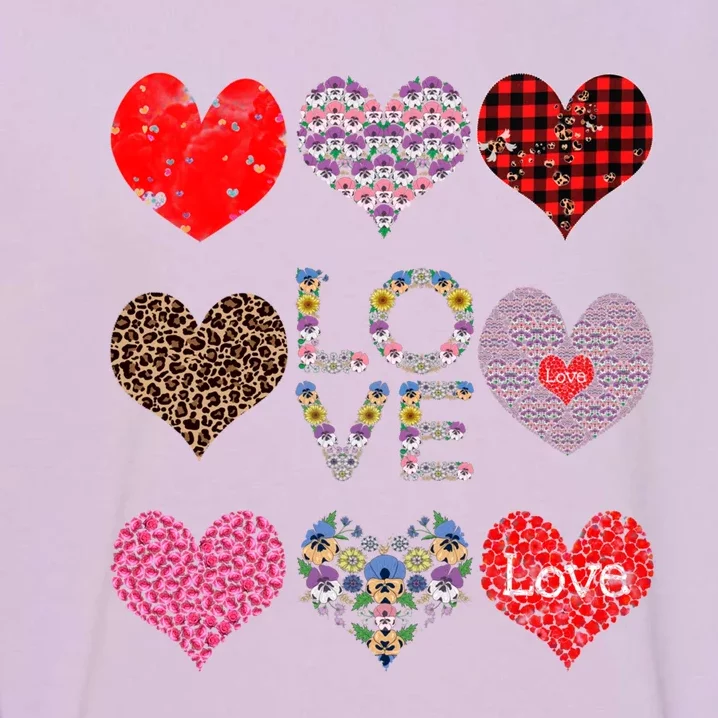 Love Red Plaid And Leopard Hearts Cute Floral Valentines Day Gift Garment-Dyed Sweatshirt