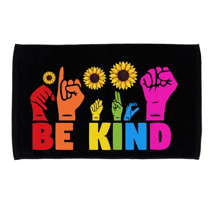 Lgbt Rainbow Pride Month Asl Be Kind Hand Sign Language Cool Gift Microfiber Hand Towel