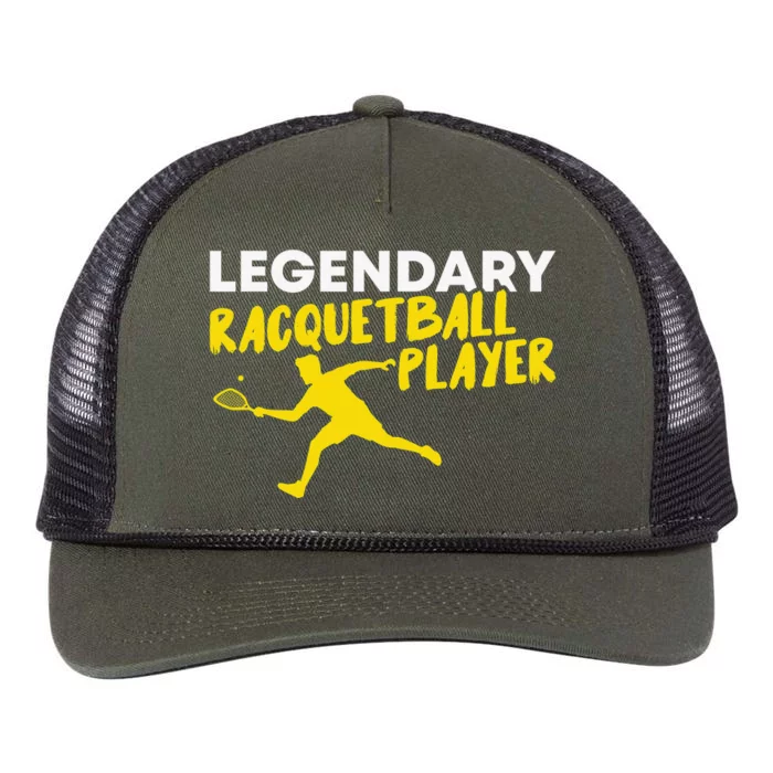 Legendary Racquetball Player Racquet Team Funny Retro Rope Trucker Hat Cap