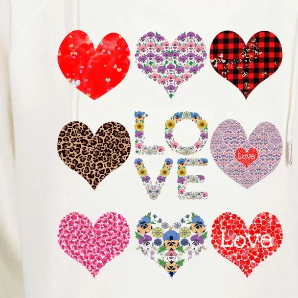 Love Red Plaid And Leopard Hearts Cute Floral Valentines Day Gift Womens Funnel Neck Pullover Hood