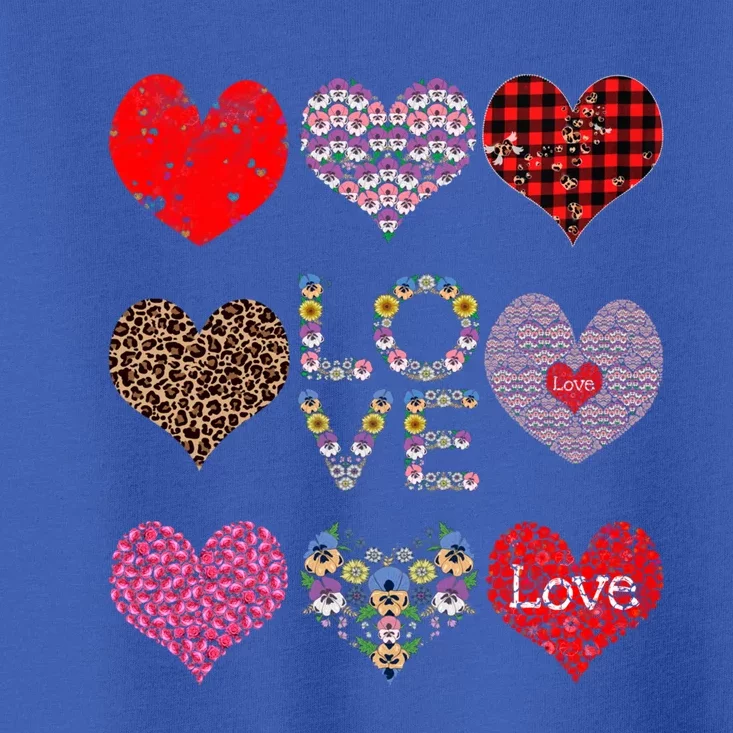 Love Red Plaid And Leopard Hearts Cute Floral Valentines Day Gift Toddler T-Shirt