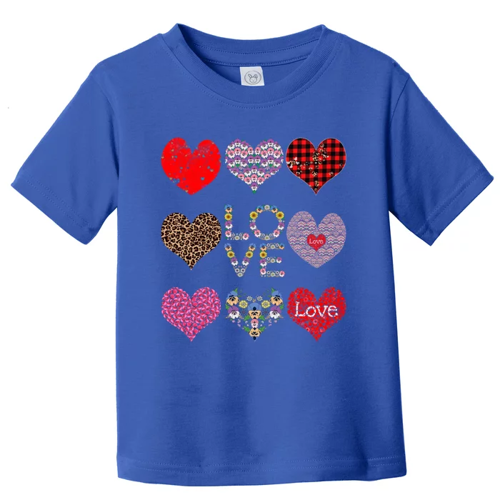 Love Red Plaid And Leopard Hearts Cute Floral Valentines Day Gift Toddler T-Shirt