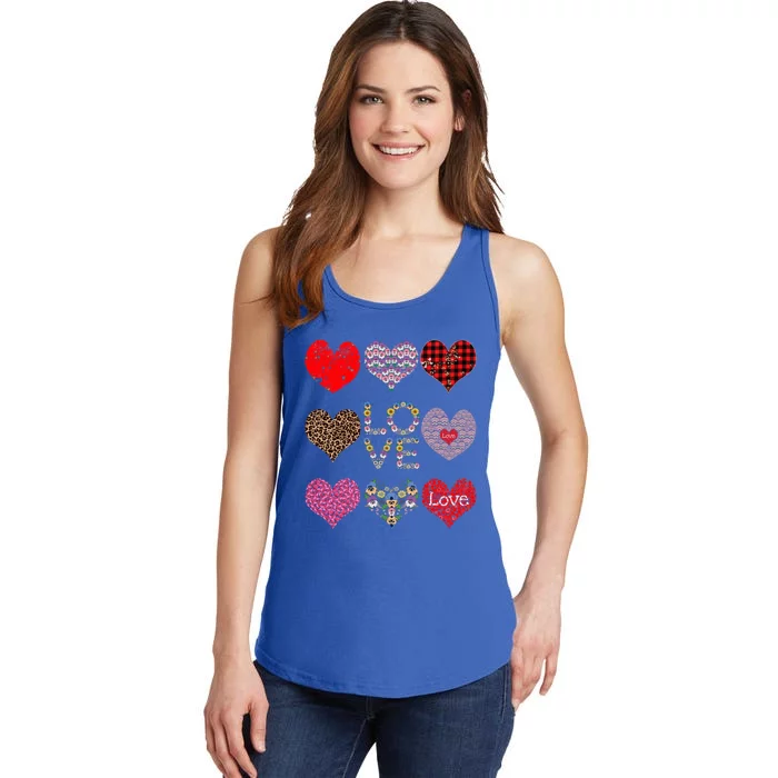 Love Red Plaid And Leopard Hearts Cute Floral Valentines Day Meaningful Gift Ladies Essential Tank