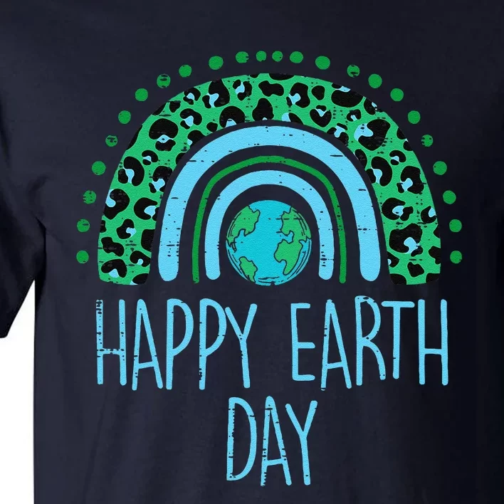 Leopard Rainbow Planet Happy Earth Day Cute Teacher Tall T-Shirt