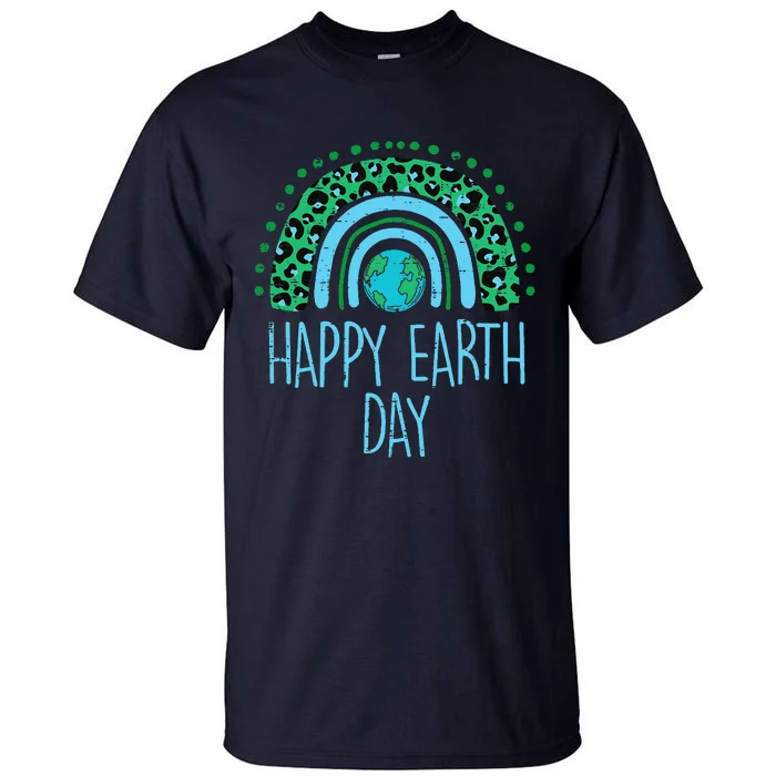 Leopard Rainbow Planet Happy Earth Day Cute Teacher Tall T-Shirt