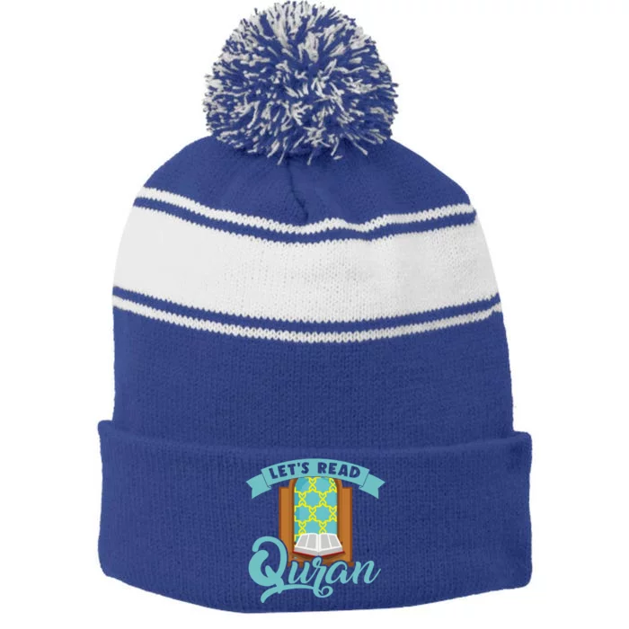 Lets Read Quran Muslim Islam Mosque Prayer Mat Religion Gift Stripe Pom Pom Beanie