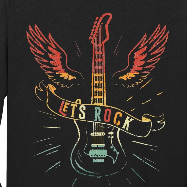 Lets Rock Rock n Roll Guitar Retro lovers Long Sleeve Shirt