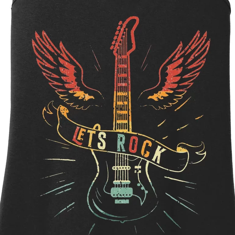 Lets Rock Rock n Roll Guitar Retro lovers Ladies Essential Tank