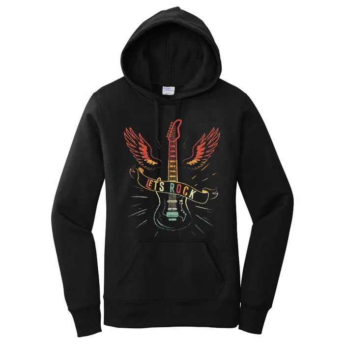 Lets Rock Rock n Roll Guitar Retro lovers Women's Pullover Hoodie