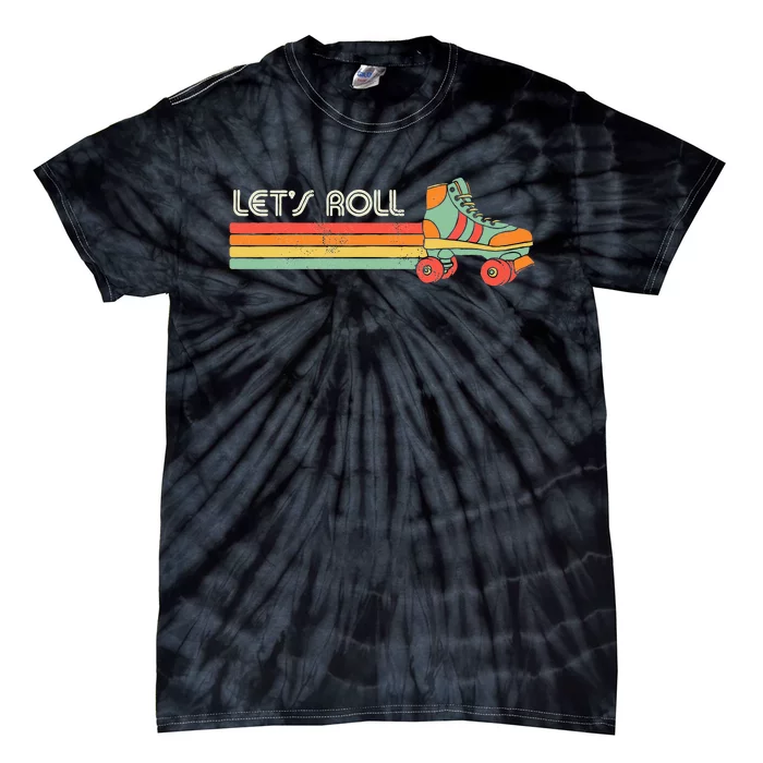 Lets Roll Roller Skating Skater Skate Retro Vintage 70s 80s Tie-Dye T-Shirt