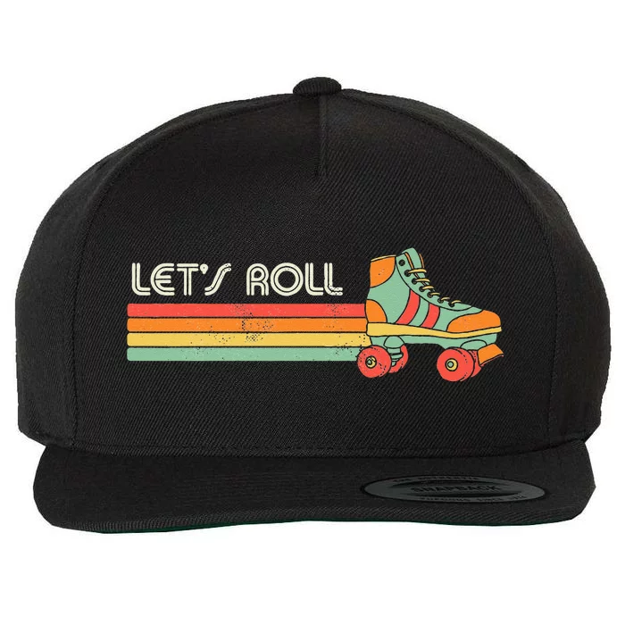 Lets Roll Roller Skating Skater Skate Retro Vintage 70s 80s Wool Snapback Cap