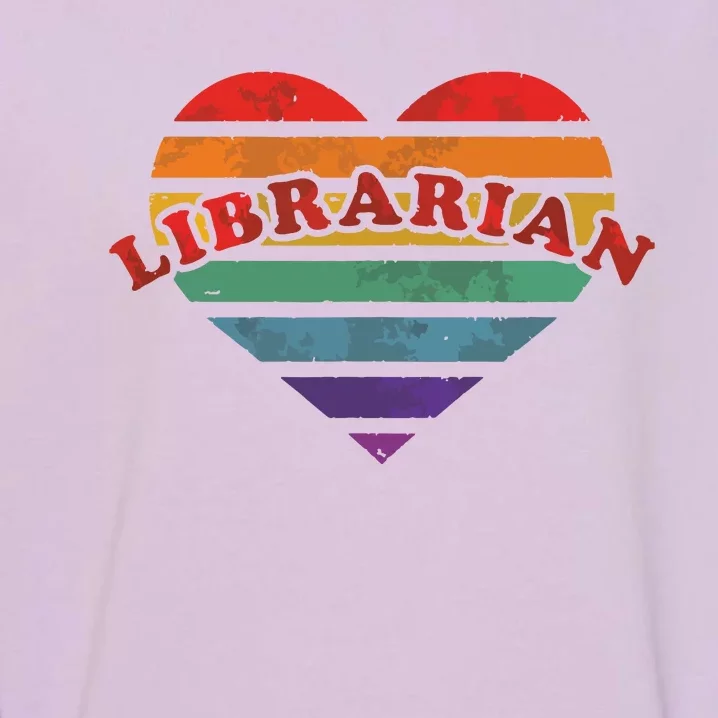 Librarian Retro Rainbow Heart 80s Whimsy LGBTQ Pride G Garment-Dyed Sweatshirt