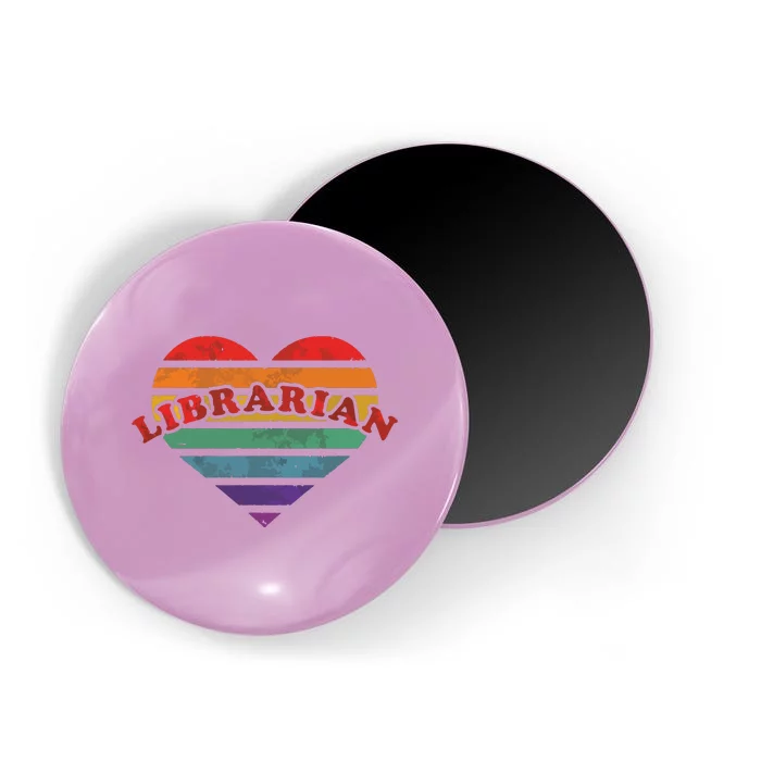 Librarian Retro Rainbow Heart 80s Whimsy LGBTQ Pride G Magnet