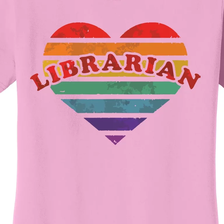 Librarian Retro Rainbow Heart 80s Whimsy LGBTQ Pride G Women's T-Shirt