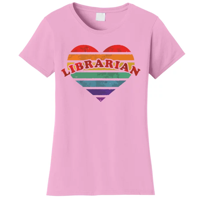 Librarian Retro Rainbow Heart 80s Whimsy LGBTQ Pride G Women's T-Shirt