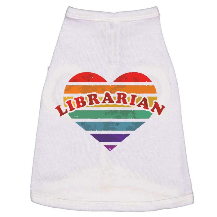 Librarian Retro Rainbow Heart 80s Whimsy LGBTQ Pride G Doggie Tank