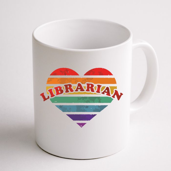 Librarian Retro Rainbow Heart 80s Whimsy LGBTQ Pride G Front & Back Coffee Mug