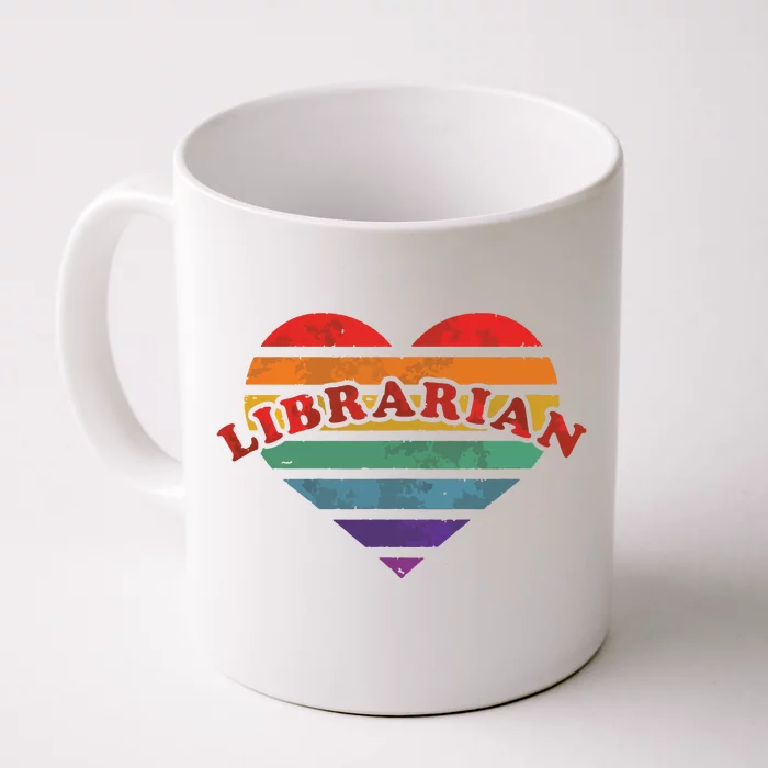 Librarian Retro Rainbow Heart 80s Whimsy LGBTQ Pride G Front & Back Coffee Mug