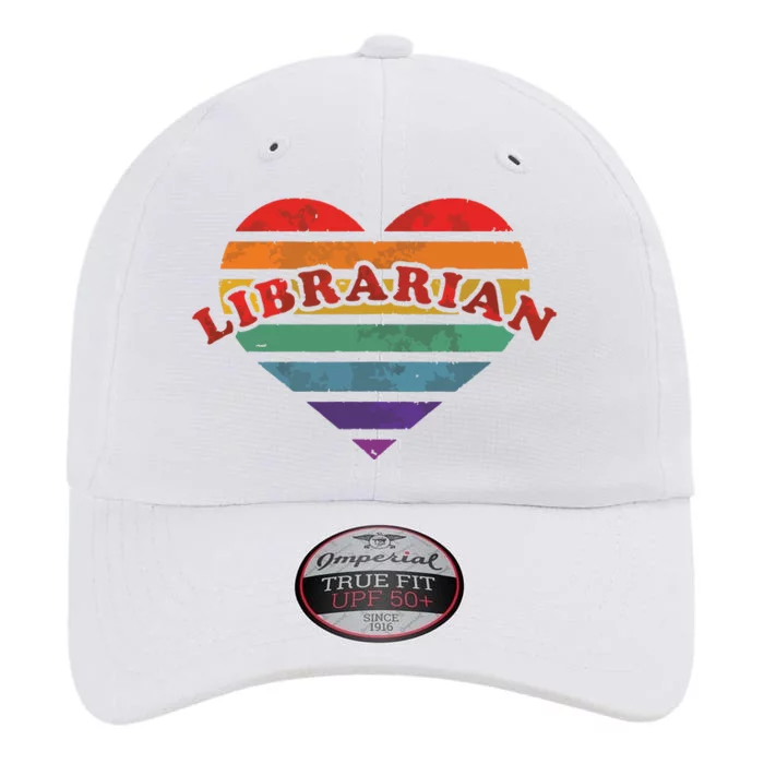 Librarian Retro Rainbow Heart 80s Whimsy LGBTQ Pride G The Original Performance Cap