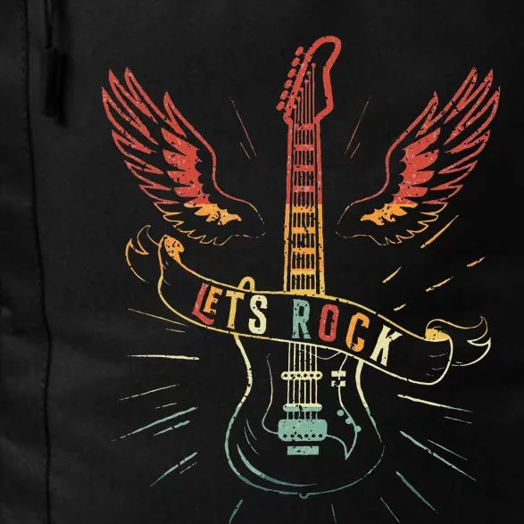 Lets Rock Rock N Roll Guitar Retro Lovers Daily Commute Backpack