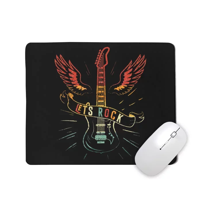 Lets Rock Rock N Roll Guitar Retro Lovers Mousepad