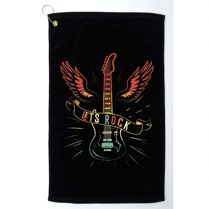 Lets Rock Rock N Roll Guitar Retro Lovers Platinum Collection Golf Towel