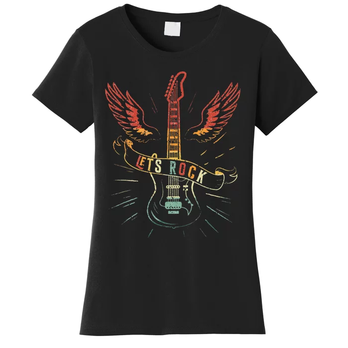 Lets Rock Rock N Roll Guitar Retro Lovers Women's T-Shirt