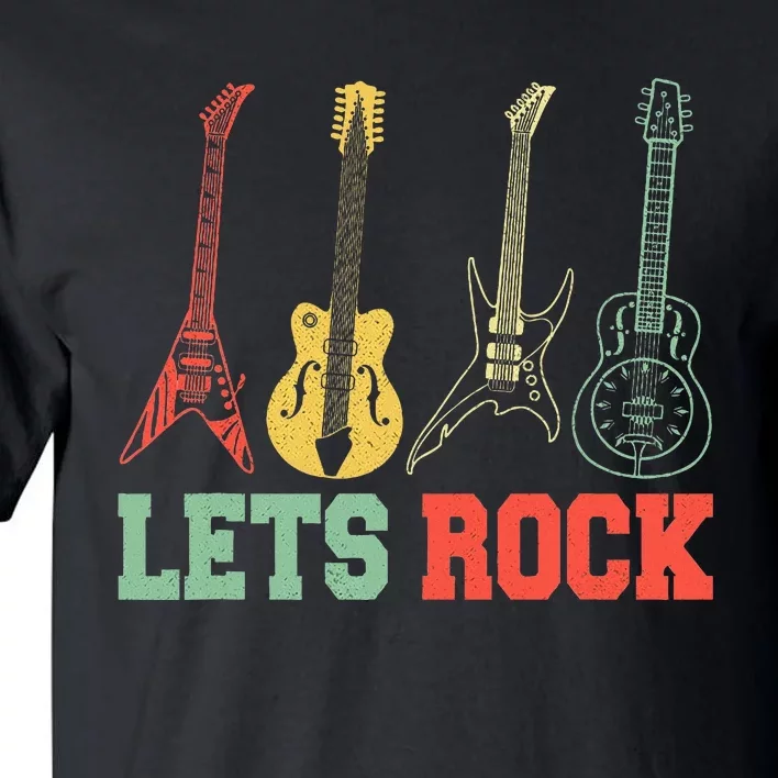 Lets Rock Rock Roll Guitar Retro Tall T-Shirt