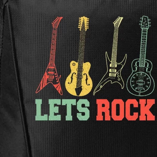 Lets Rock Rock Roll Guitar Retro City Backpack