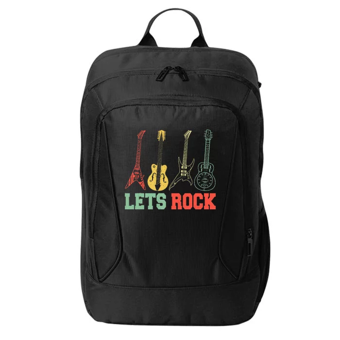 Lets Rock Rock Roll Guitar Retro City Backpack