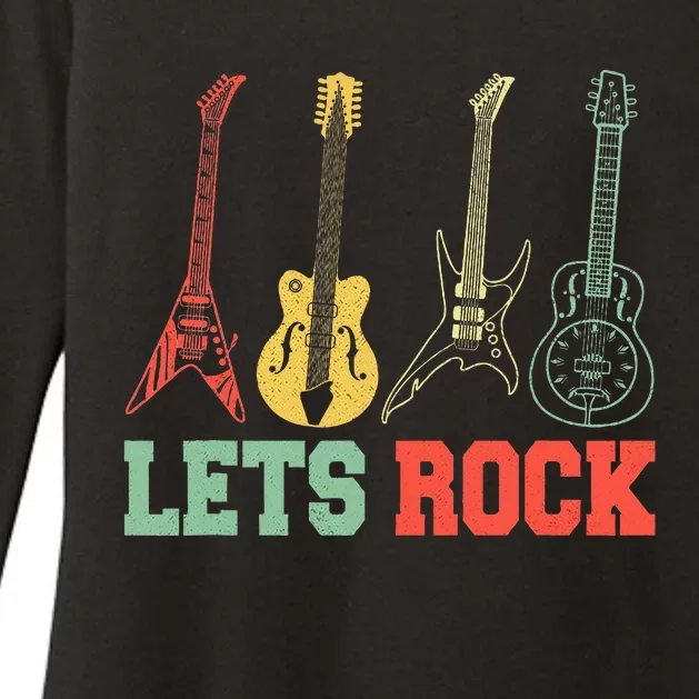 Lets Rock Rock Roll Guitar Retro Womens CVC Long Sleeve Shirt