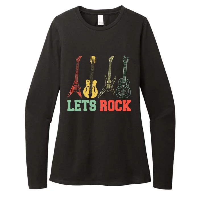 Lets Rock Rock Roll Guitar Retro Womens CVC Long Sleeve Shirt