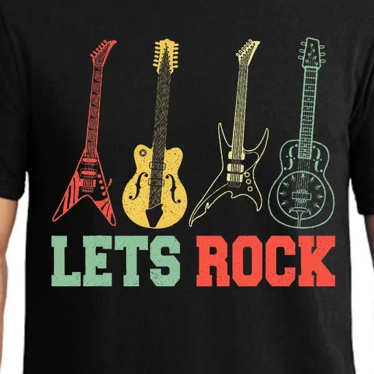 Lets Rock Rock Roll Guitar Retro Pajama Set