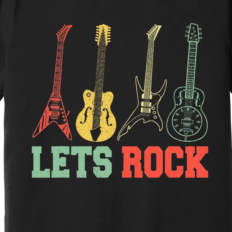 Lets Rock Rock Roll Guitar Retro Premium T-Shirt