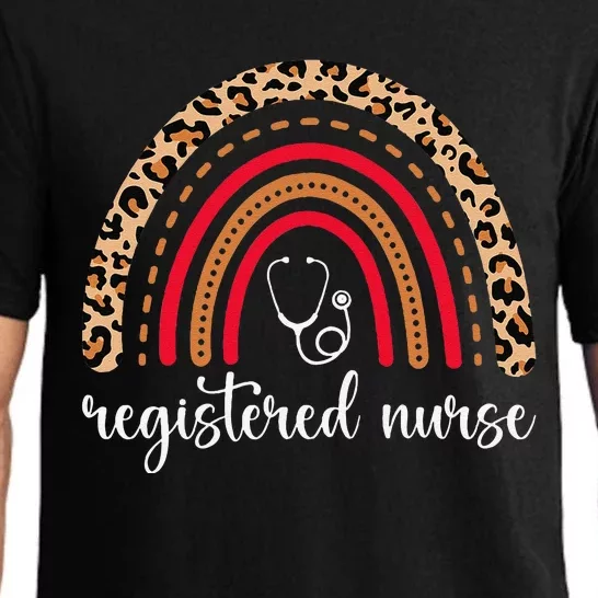 Leopard Rainbow Registered Nurse Stethoscope Nurses Week Pajama Set