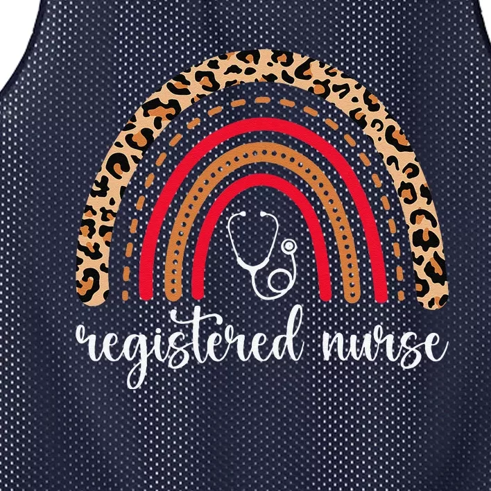 Leopard Rainbow Registered Nurse Stethoscope Nurses Week Mesh Reversible Basketball Jersey Tank