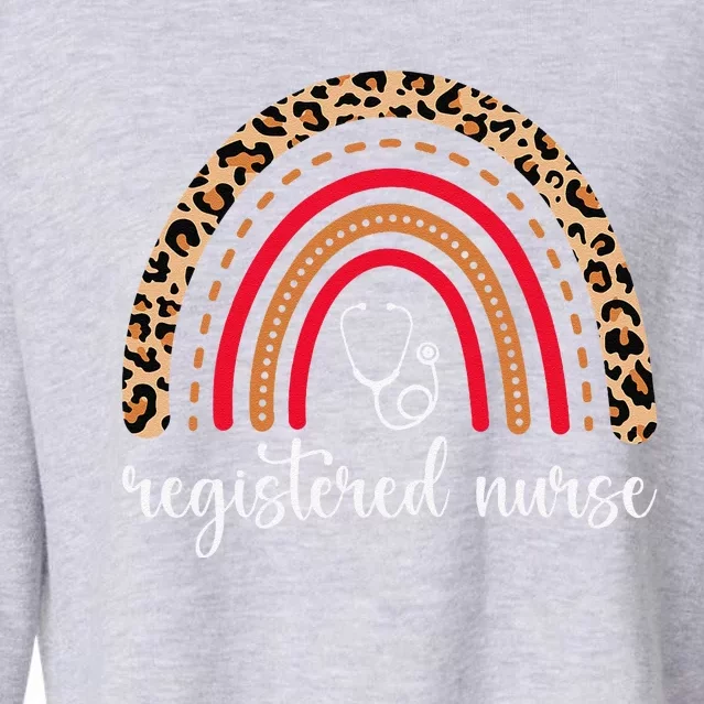 Leopard Rainbow Registered Nurse Stethoscope Nurses Week Cropped Pullover Crew