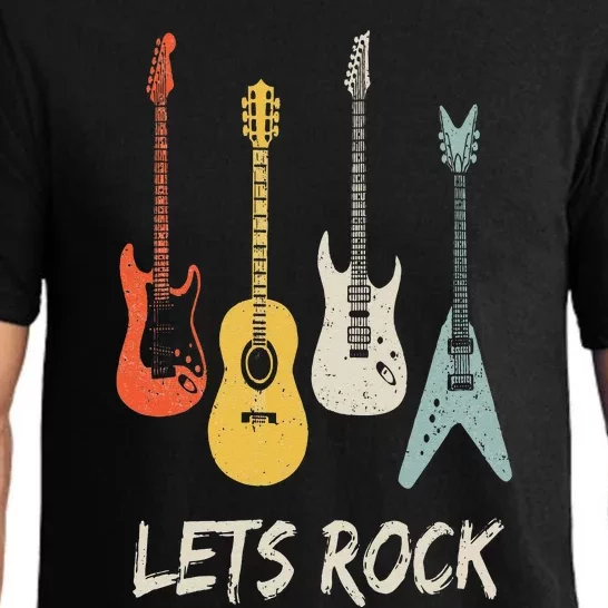 Lets Rock Rock N Roll Guitar Retro Gift Men Women Pajama Set