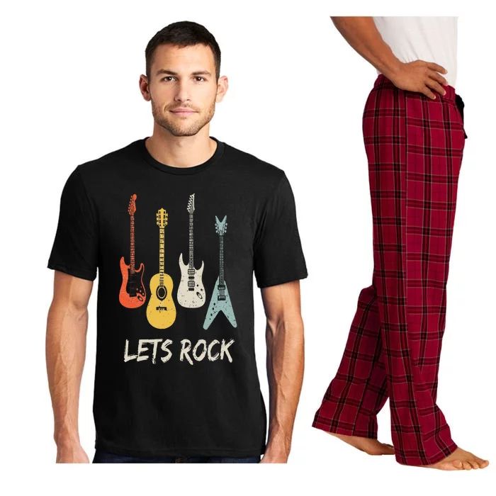 Lets Rock Rock N Roll Guitar Retro Gift Men Women Pajama Set