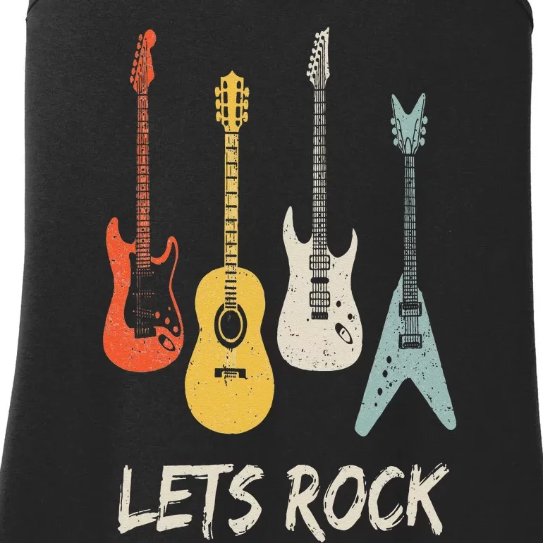 Lets Rock Rock N Roll Guitar Retro Gift Men Women Ladies Essential Tank