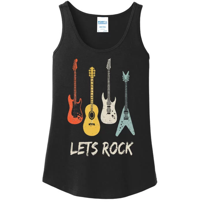 Lets Rock Rock N Roll Guitar Retro Gift Men Women Ladies Essential Tank