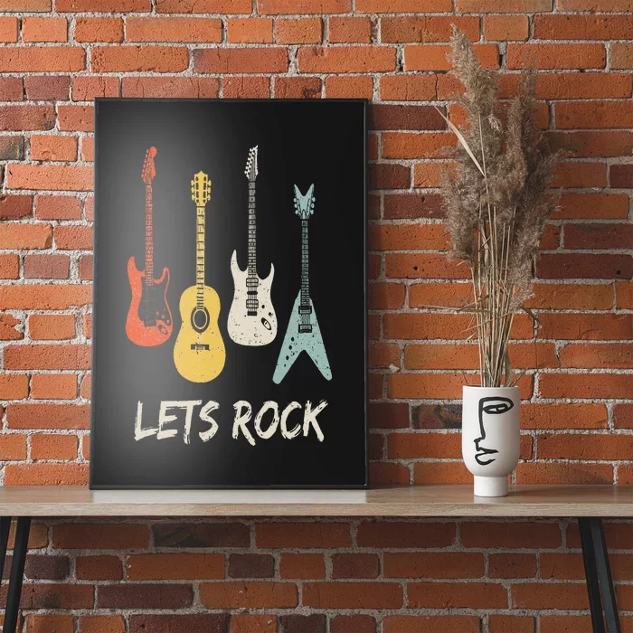 Lets Rock Rock N Roll Guitar Retro Gift Men Women Poster