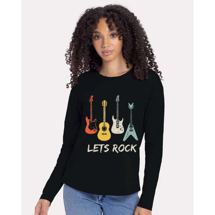 Lets Rock Rock N Roll Guitar Retro Gift Men Women Womens Cotton Relaxed Long Sleeve T-Shirt