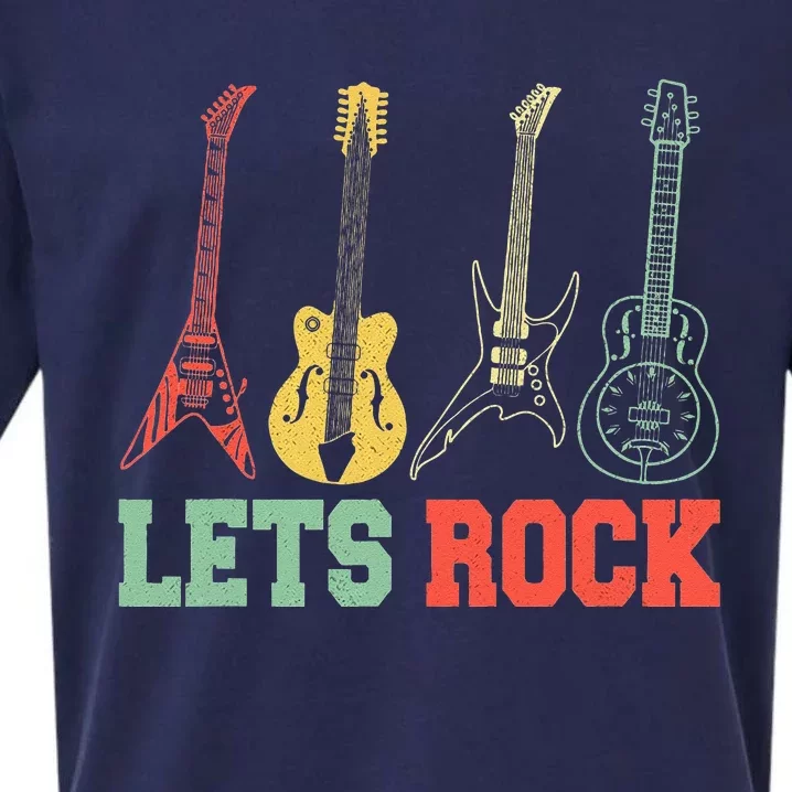 Lets Rock Rock N Roll Guitar Retro Sueded Cloud Jersey T-Shirt